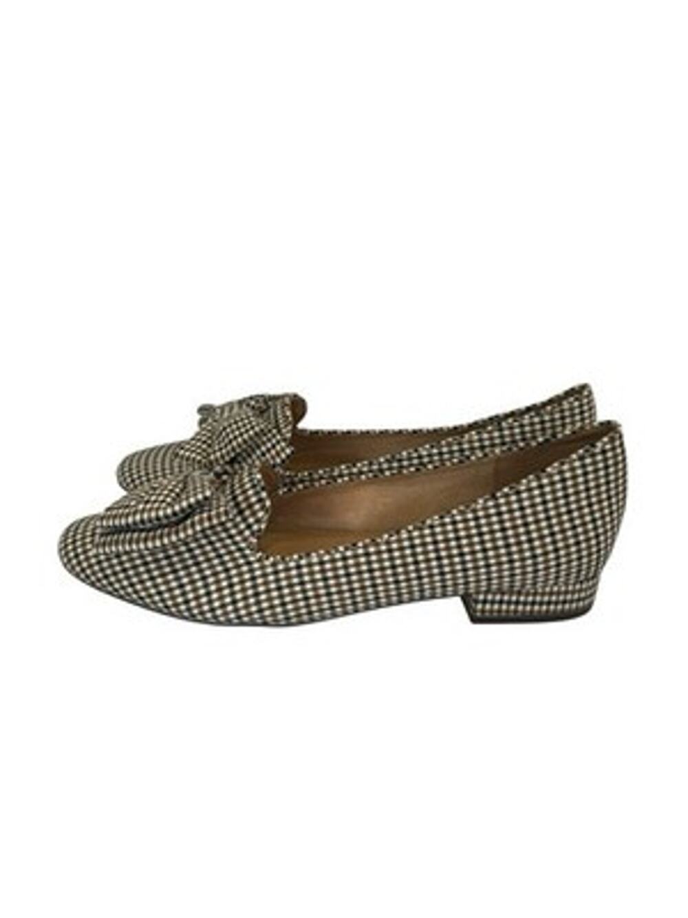 J.Crew Houndstooth Bow Loafers Women’s Size 8.5 Low Heel Preppy Fall